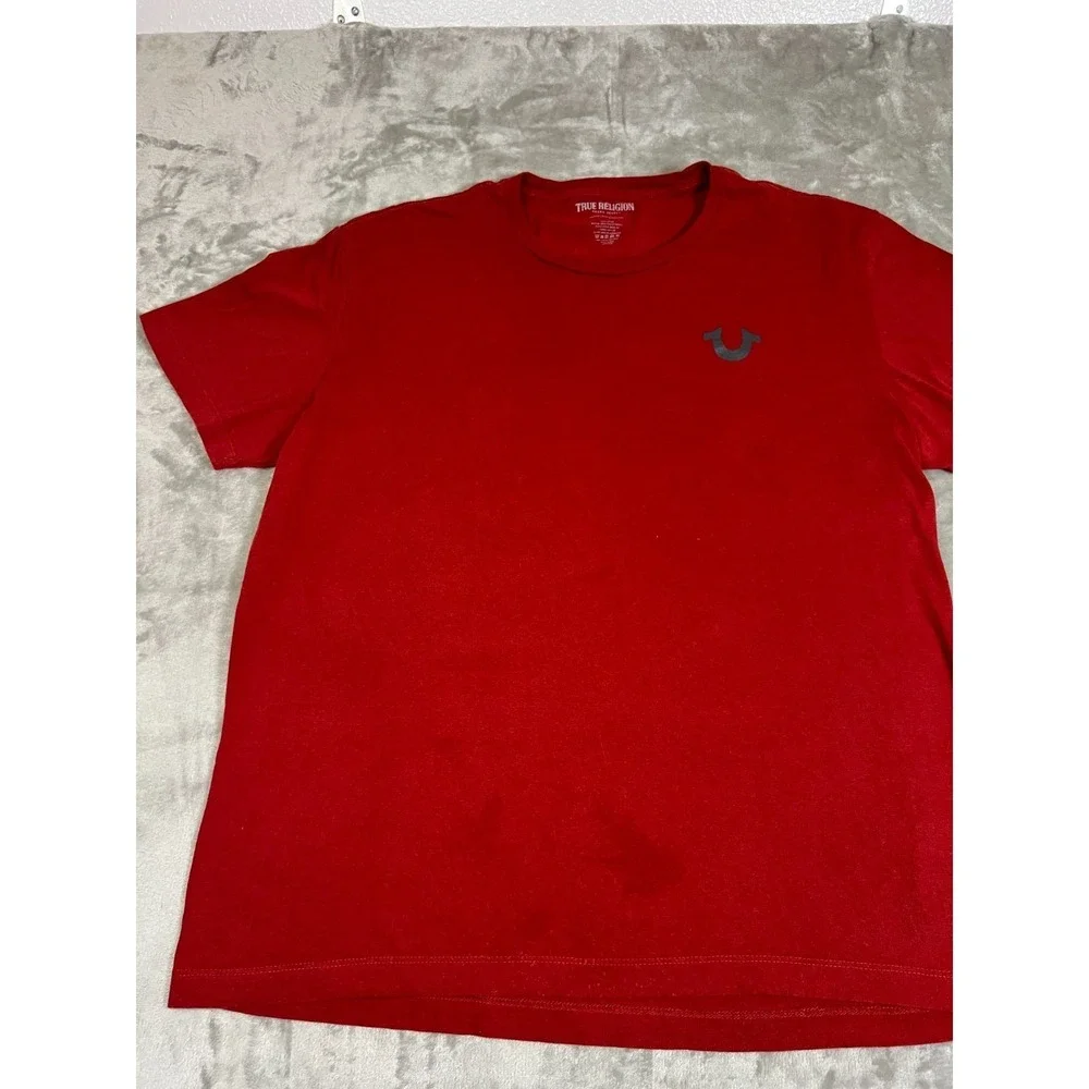 True Religion Shirt Mens 2XL Red Graphic Short Sleeve Crewneck Cotton Blend